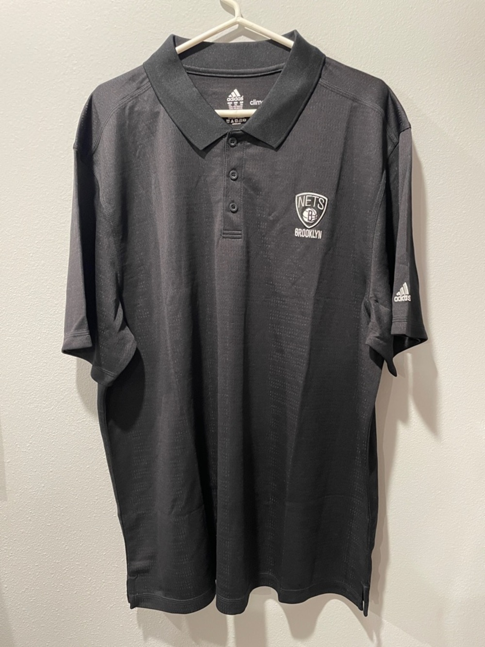 adidas Black Brooklyn Nets Polo Shirt NBA 2XL NWT
